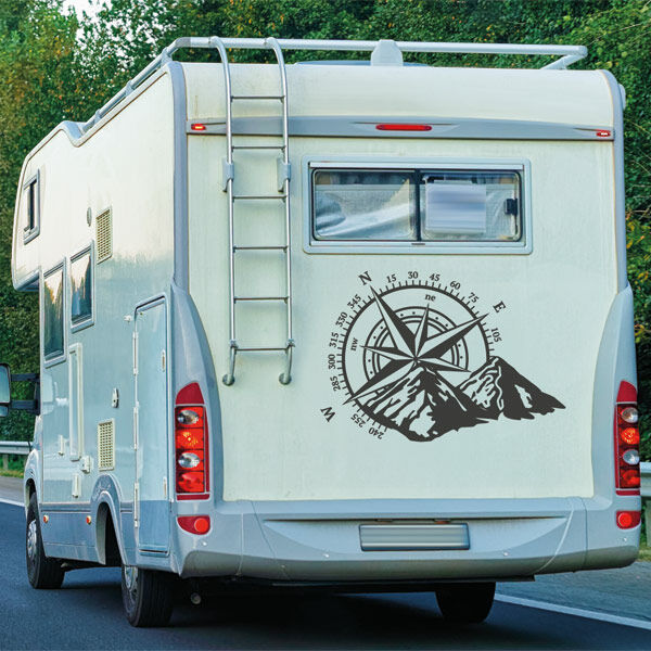 Große Abenteuer Vinyl Aufkleber Camper Van Wohnmobil Aufkleber Berg Kompass  Wand