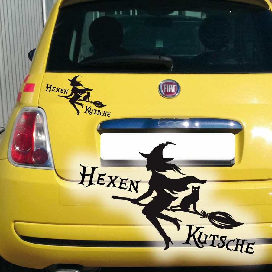 Hexe Besen Hexenkutsche Autoaufkleber Auto Aufkleber Sticker Katze