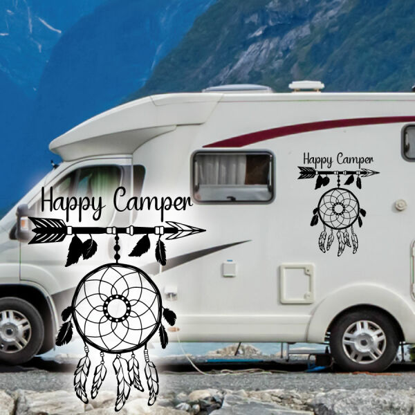 Wohnmobil Aufkleber Happy Camper Traumfänger